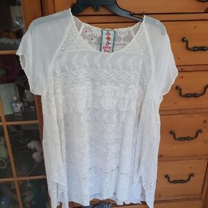 Johnny Was White Lace Blouse